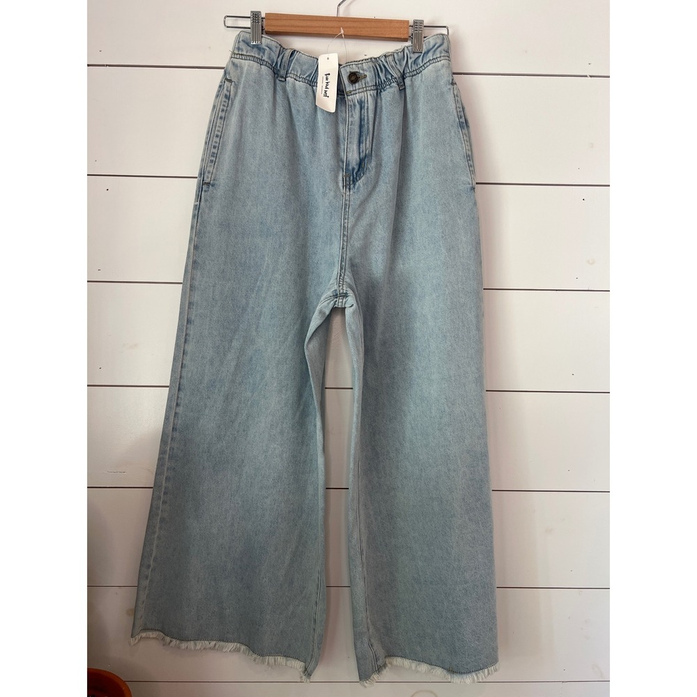 NWT Three Bird Nest Wide Leg Denim Pants Jeans Raw Boho y2k Large
